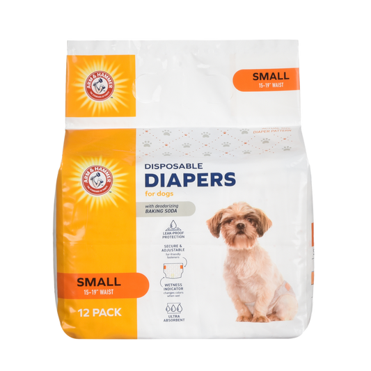 Arm & Hammer Pet Diapers for Dogs - Small Size (12 Count) | Odor Control & Super Absorbent