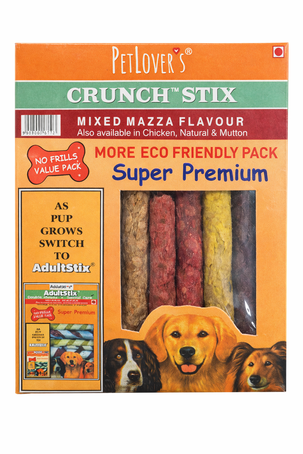 PetLover's Crunch Stix Mixed Mazza Flavour Dog Treats 400g
