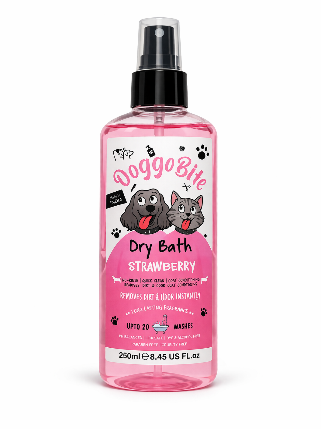 Doggo Bite Dry Bath – Strawberry – 250ml