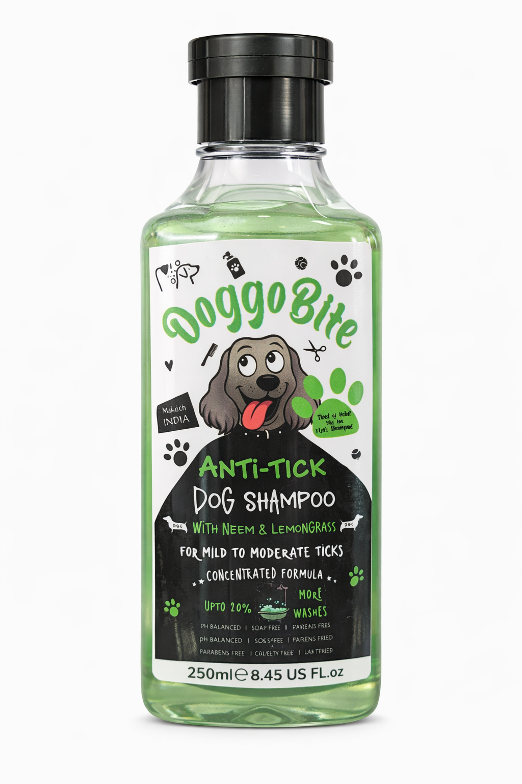 Doggo Bite Anti-Tick Dog Shampoo – Neem & Lemongrass – 250ml