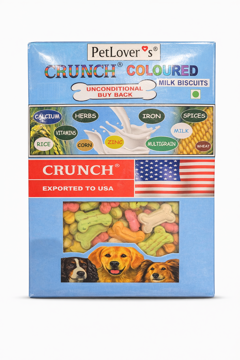 PetLover's Crunch Coloured Milk Biscuits Dog Treats 900g