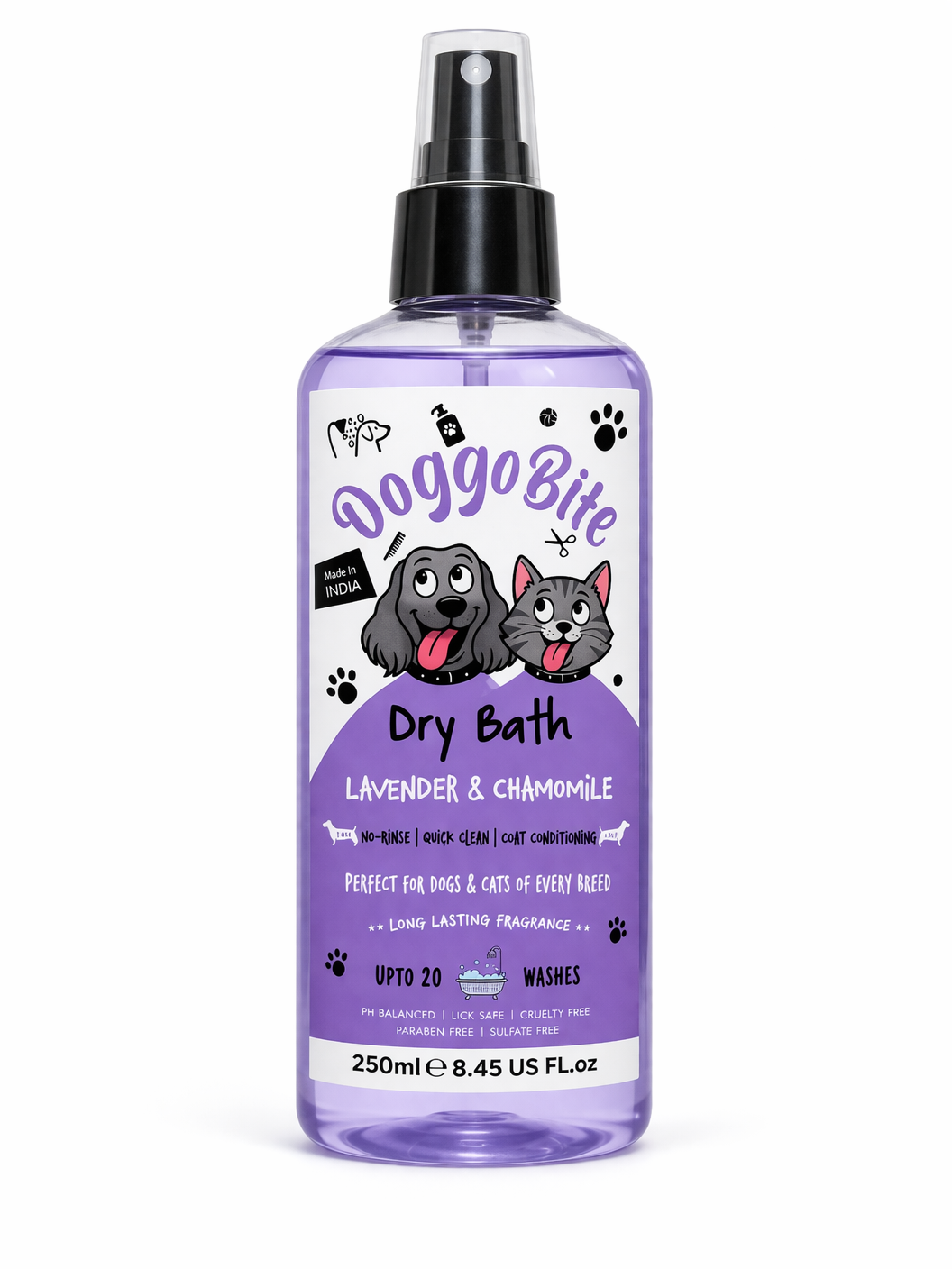Doggo Bite Dry Bath – Lavender & Chamomile – 250ml