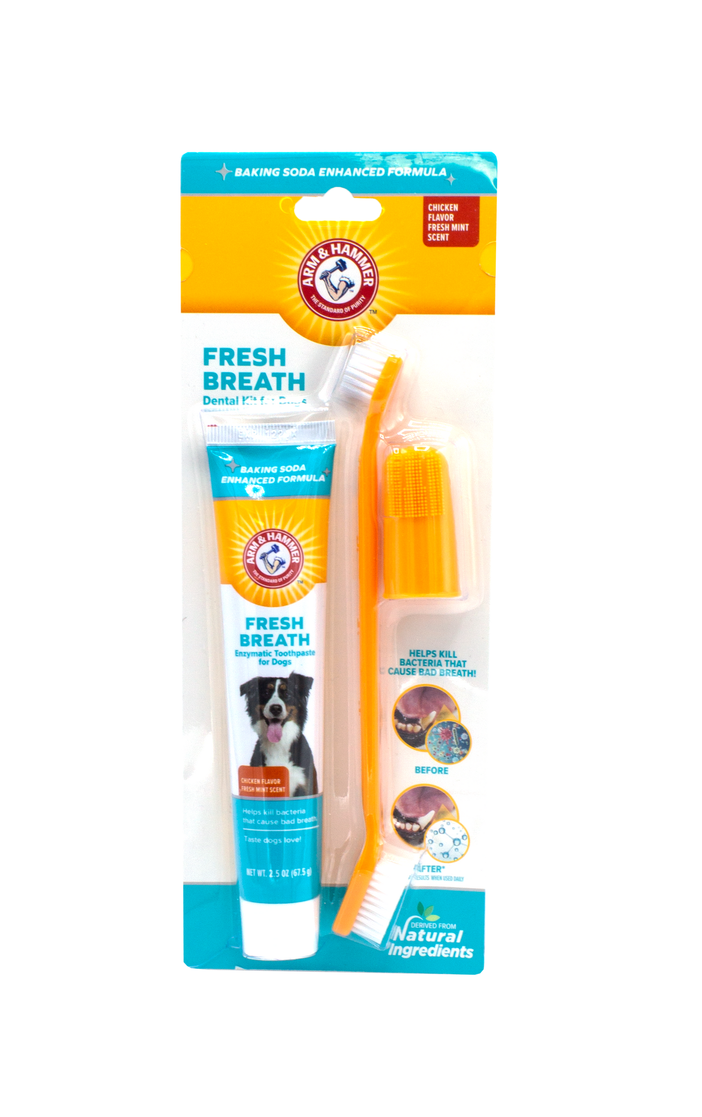 Arm & Hammer Complete Dental Care Kit for Dogs - Chicken Flavor (Toothpaste + Toothbrush + Finger Brush)