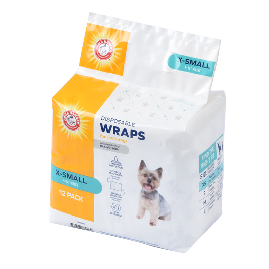 Arm & Hammer Male Dog Wraps - Extra Small Size (12 Count) | Odor Control & Leak Protection