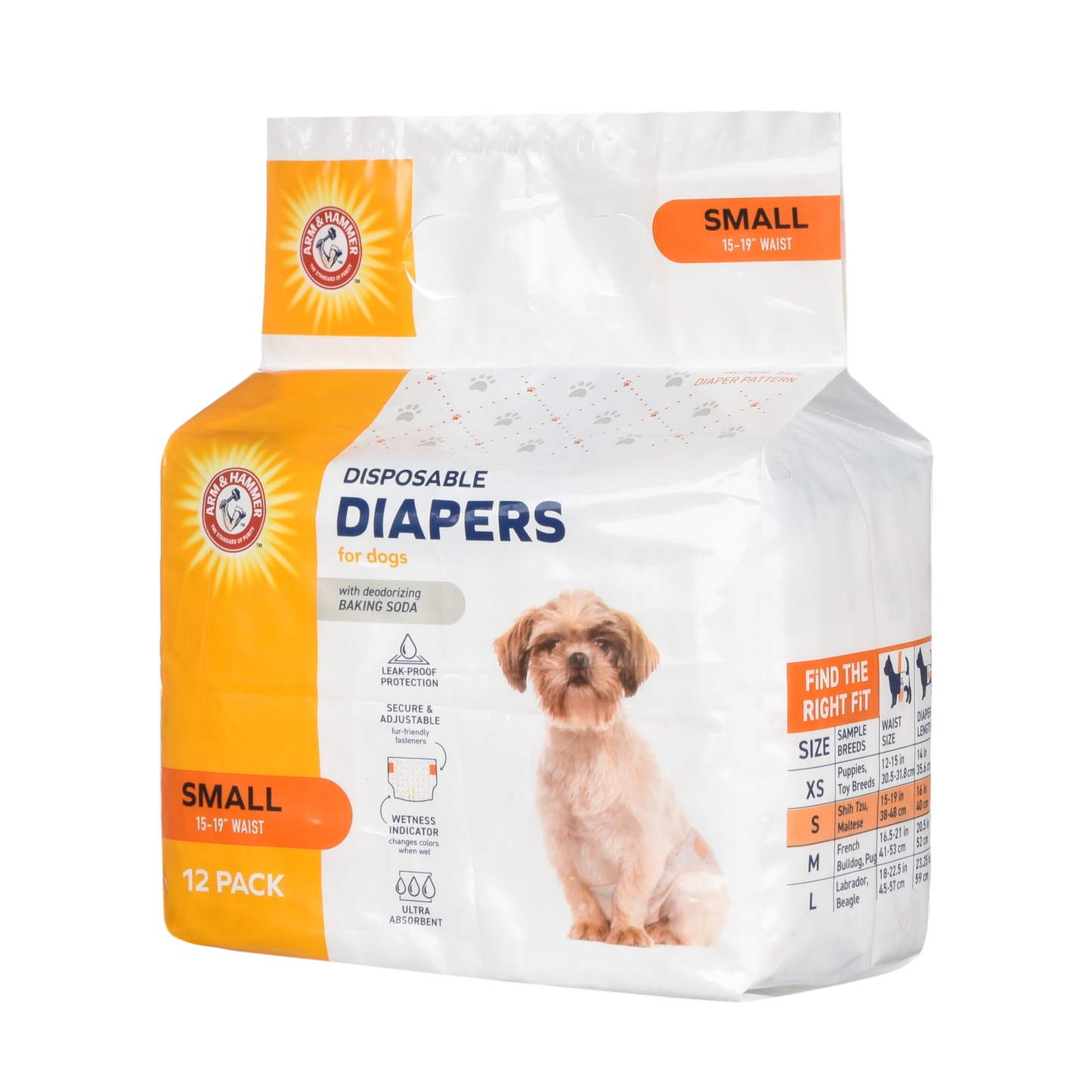 Arm & Hammer Pet Diapers for Dogs - Small Size (12 Count) | Odor Control & Super Absorbent