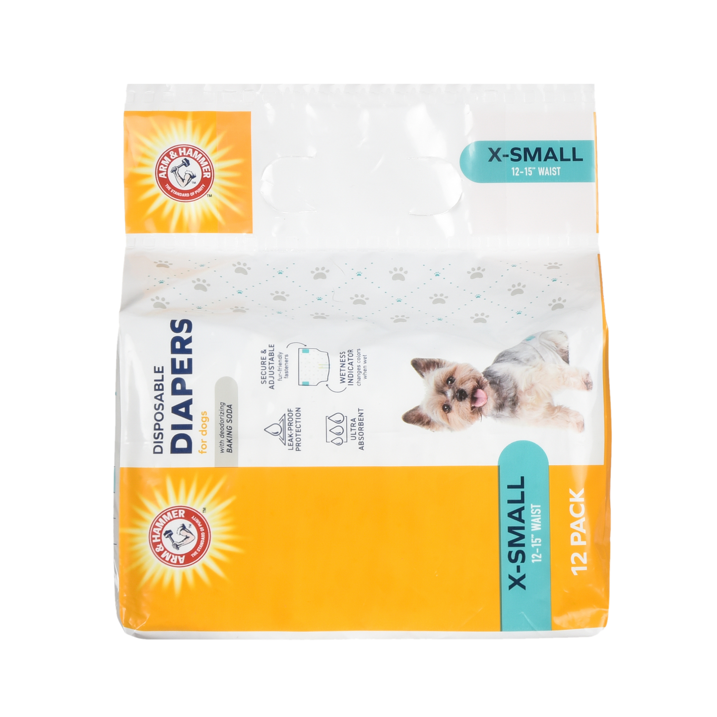 Arm & Hammer Pet Diapers for Dogs - Extra Small Size (12 Count) | Odor Control & Super Absorbent