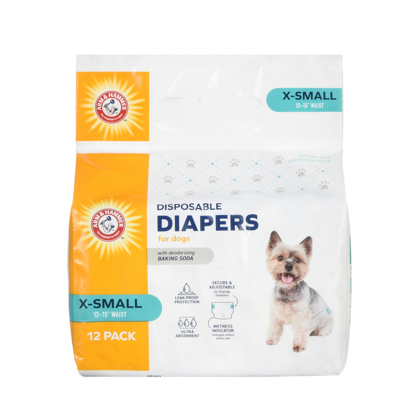 Arm & Hammer Pet Diapers for Dogs - Extra Small Size (12 Count) | Odor Control & Super Absorbent