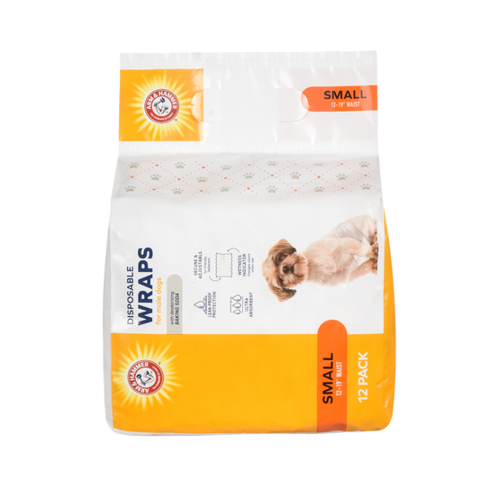 Arm & Hammer Male Dog Wraps - Small Size (12 Count) | Odor Control & Leak Protection