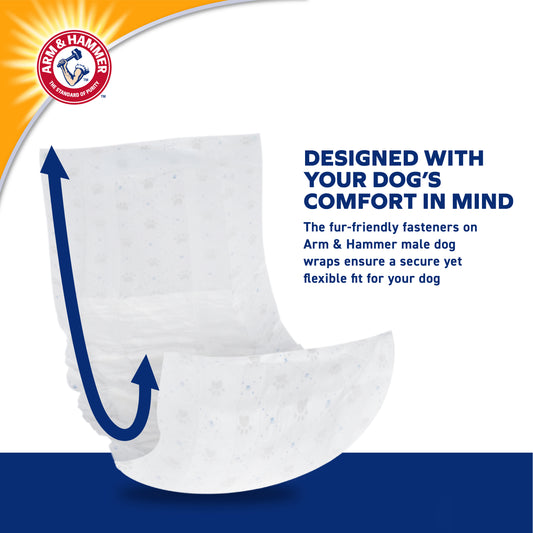 Arm & Hammer Male Dog Wraps - Extra Small Size (12 Count) | Odor Control & Leak Protection
