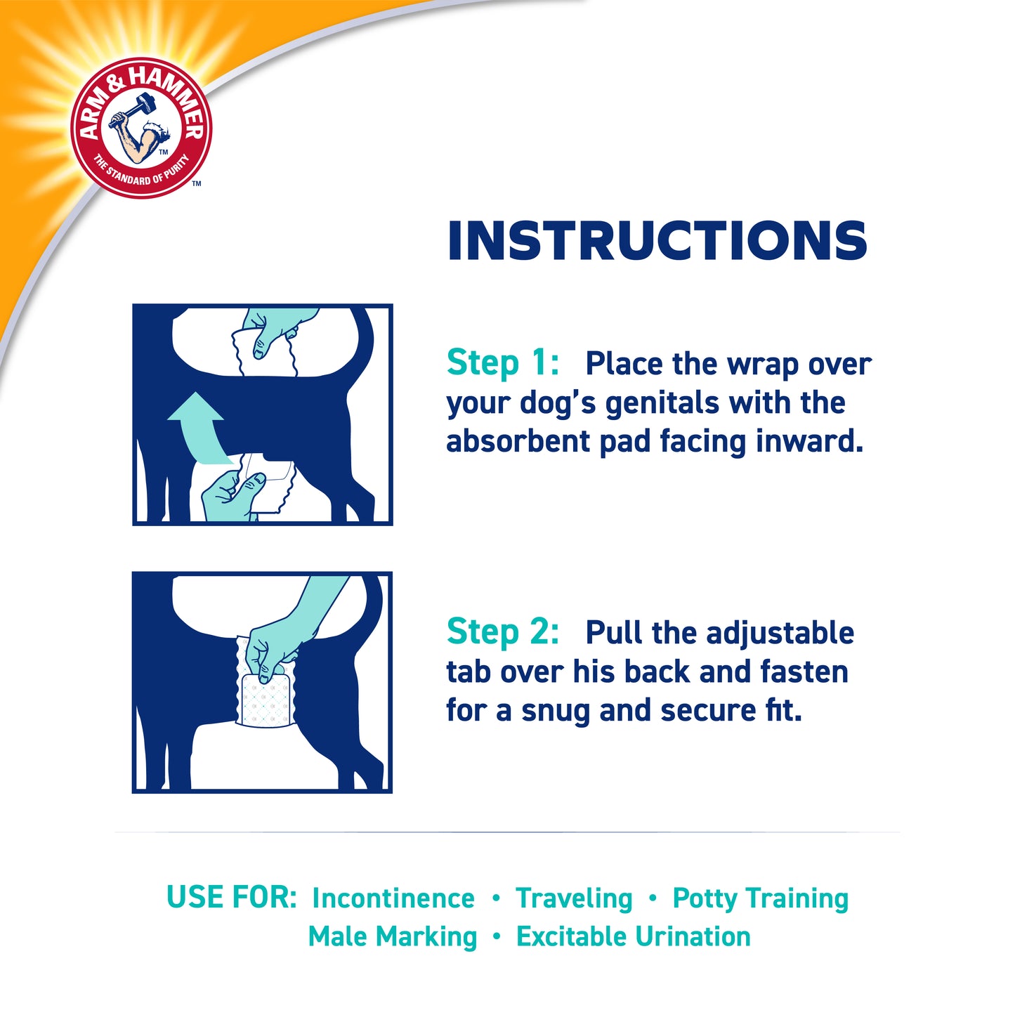 Arm & Hammer Male Dog Wraps - Extra Small Size (12 Count) | Odor Control & Leak Protection