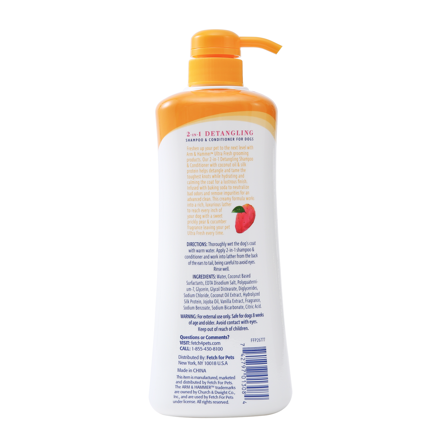 Arm & Hammer Ultra Fresh 2-in-1 Detangling Shampoo & Conditioner - Cucumber & Prickly Pear (24 oz Value Size)
