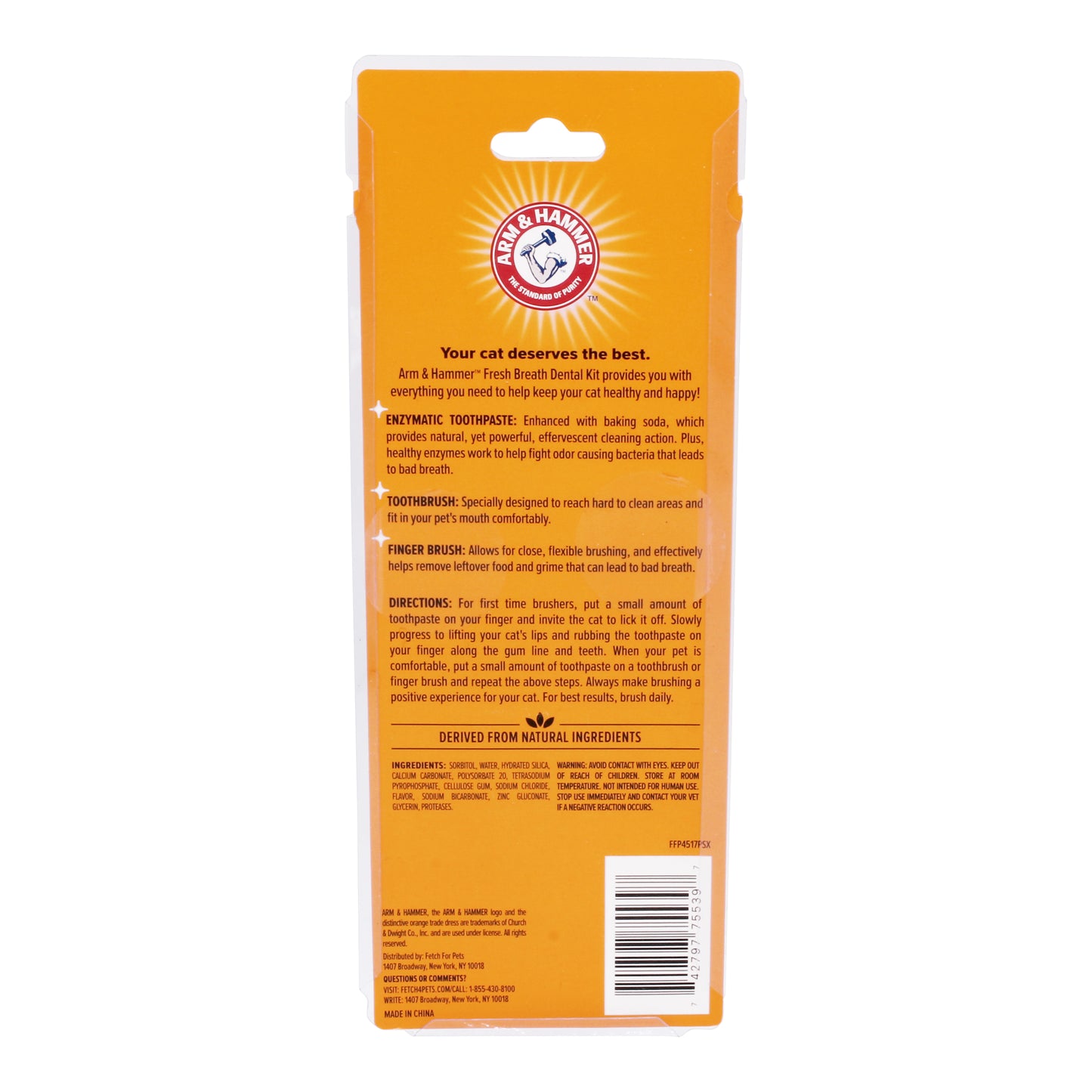 Arm & Hammer Fresh Breath Dental Care Kit for Cats - Tuna Flavor (Toothpaste + Toothbrush + Finger Brush)