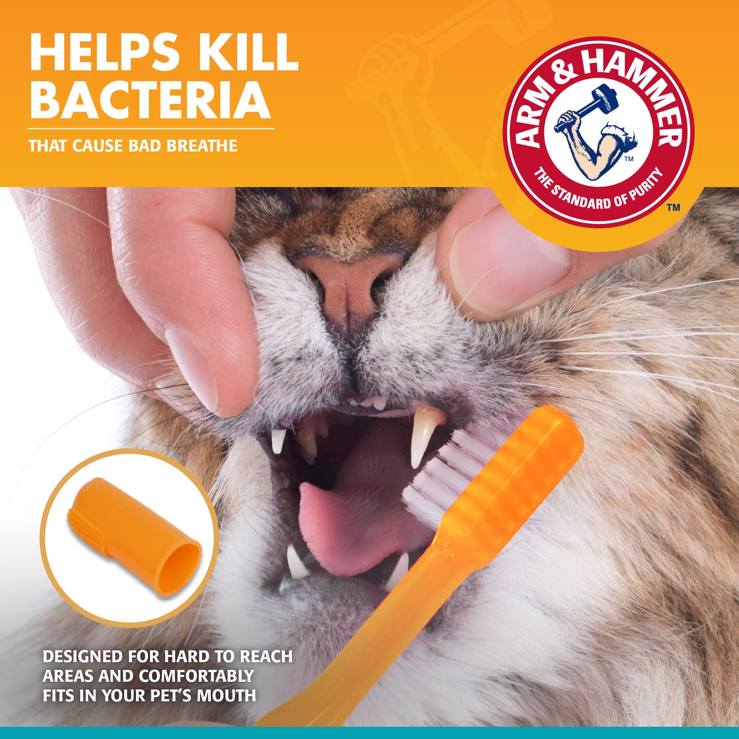Arm & Hammer Fresh Breath Dental Care Kit for Cats - Tuna Flavor (Toothpaste + Toothbrush + Finger Brush)
