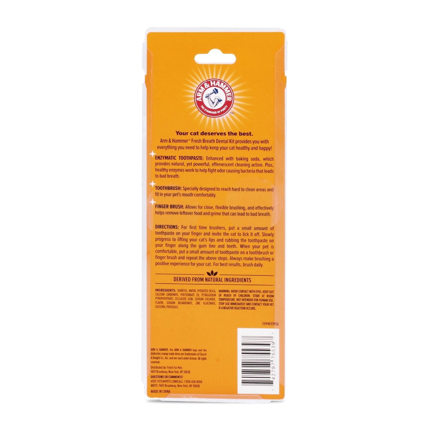 Arm & Hammer Fresh Breath Dental Care Kit for Cats - Tuna Flavor (Toothpaste + Toothbrush + Finger Brush)