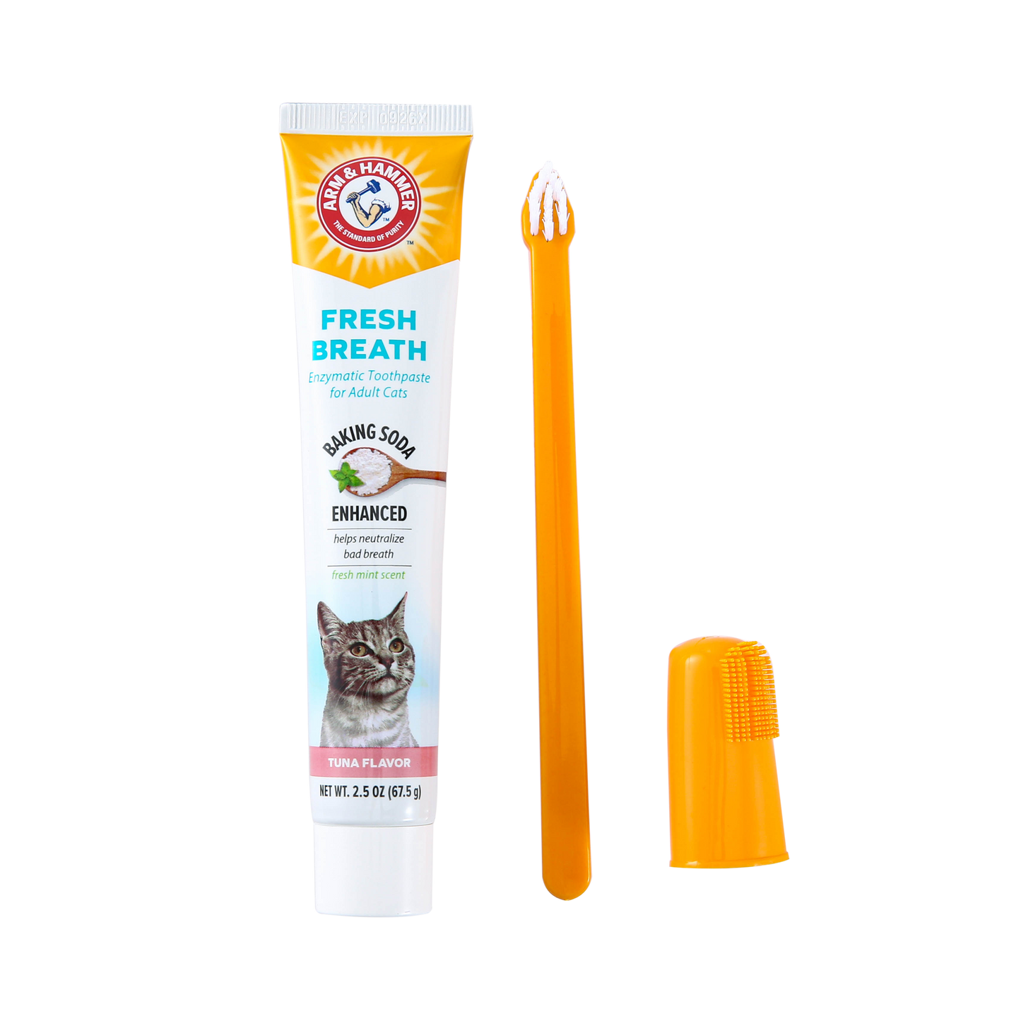 Arm & Hammer Fresh Breath Dental Care Kit for Cats - Tuna Flavor (Toothpaste + Toothbrush + Finger Brush)