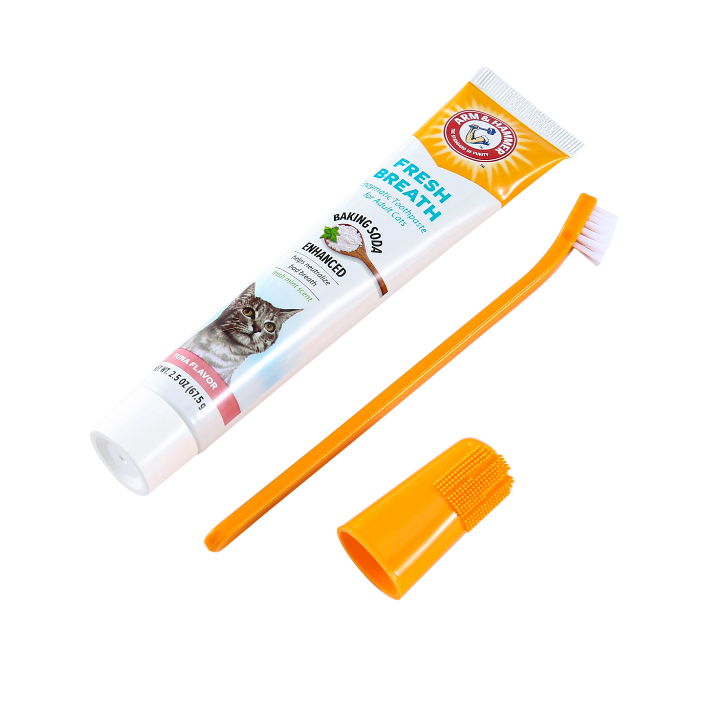 Arm & Hammer Fresh Breath Dental Care Kit for Cats - Tuna Flavor (Toothpaste + Toothbrush + Finger Brush)