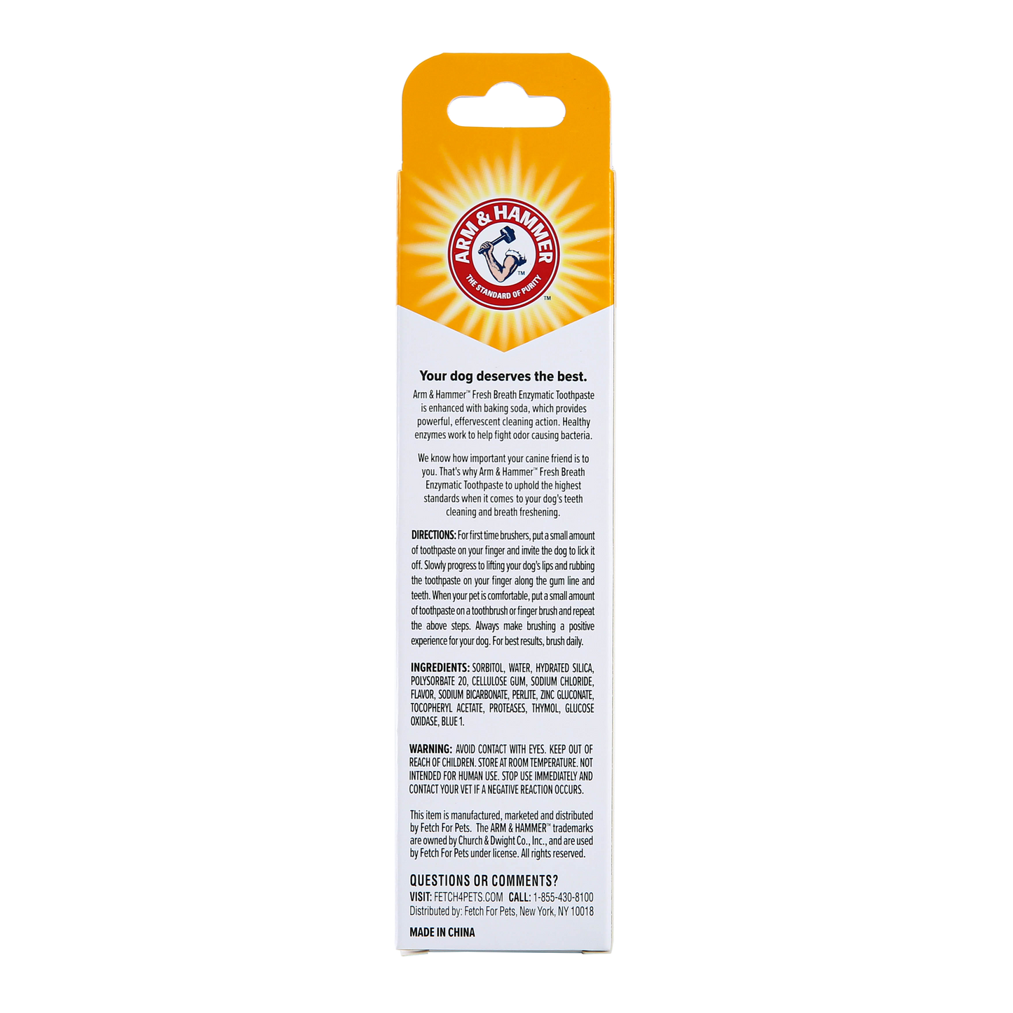 Arm & Hammer Fresh Breath Enzymatic Toothpaste for Dogs - Vanilla Ginger Flavor (2.5 oz)