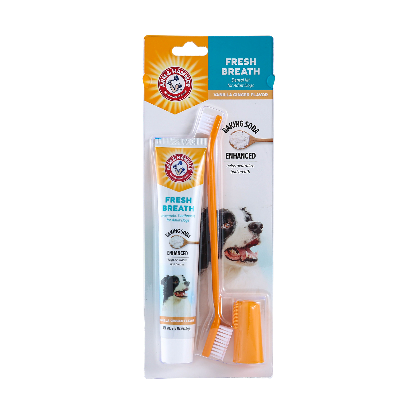 Arm & Hammer Complete Dental Care Kit for Dogs - Vanilla Ginger Flavor (Toothpaste + Toothbrush + Finger Brush)