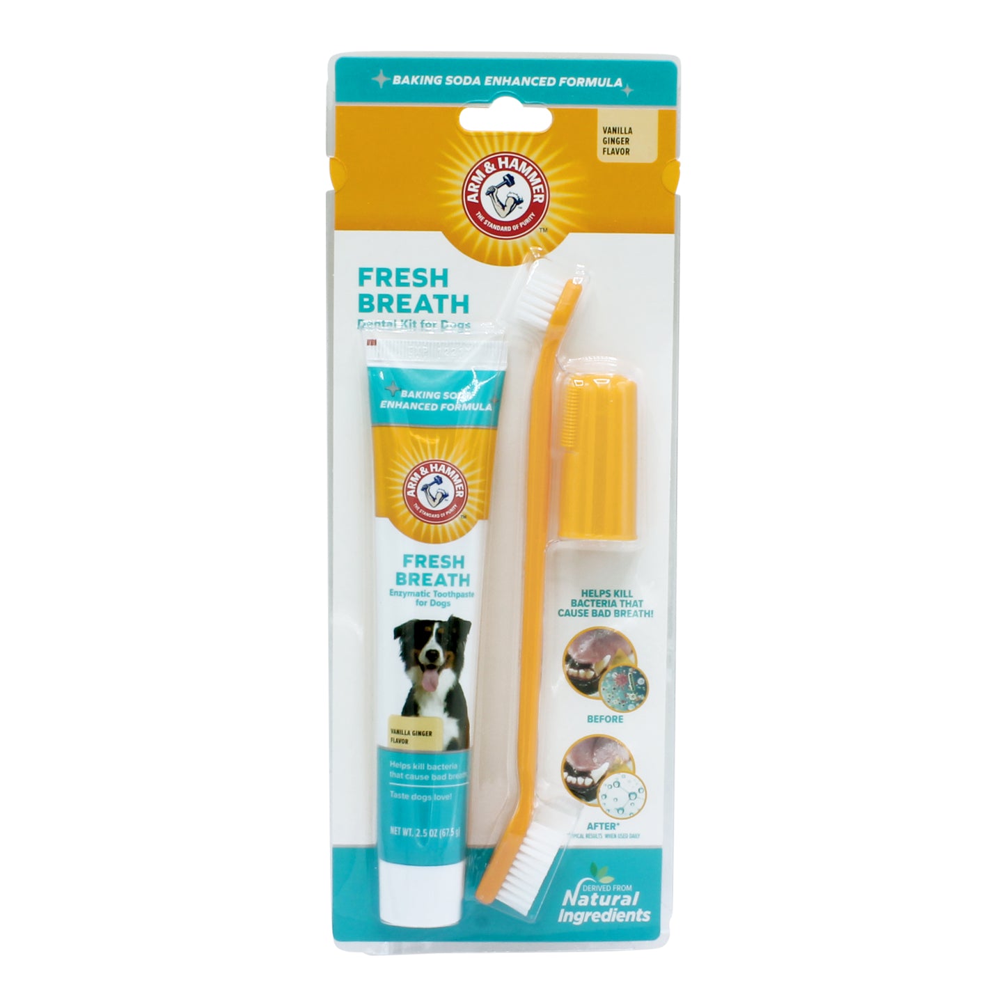 Arm & Hammer Complete Dental Care Kit for Dogs - Vanilla Ginger Flavor (Toothpaste + Toothbrush + Finger Brush)