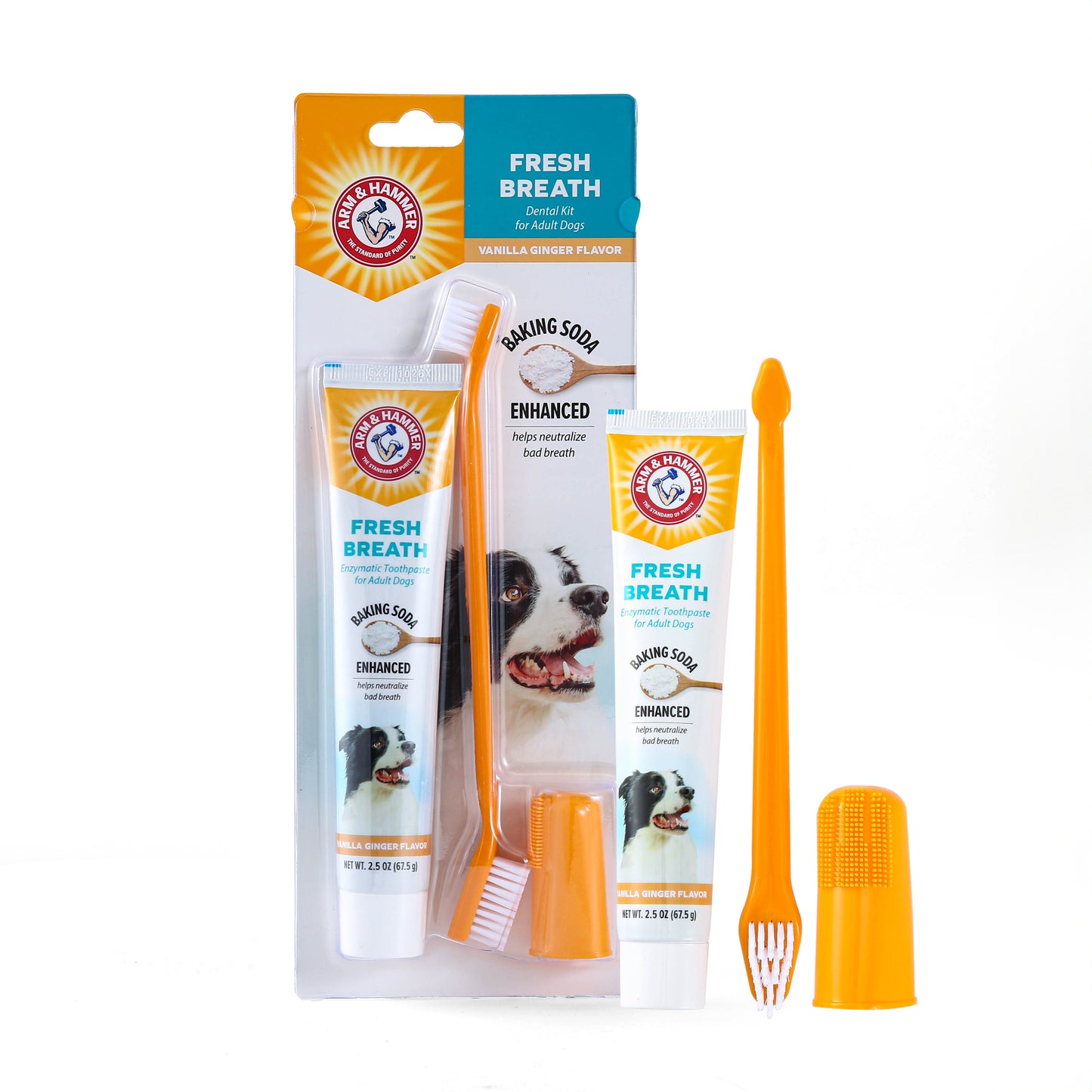 Arm & Hammer Complete Dental Care Kit for Dogs - Vanilla Ginger Flavor (Toothpaste + Toothbrush + Finger Brush)