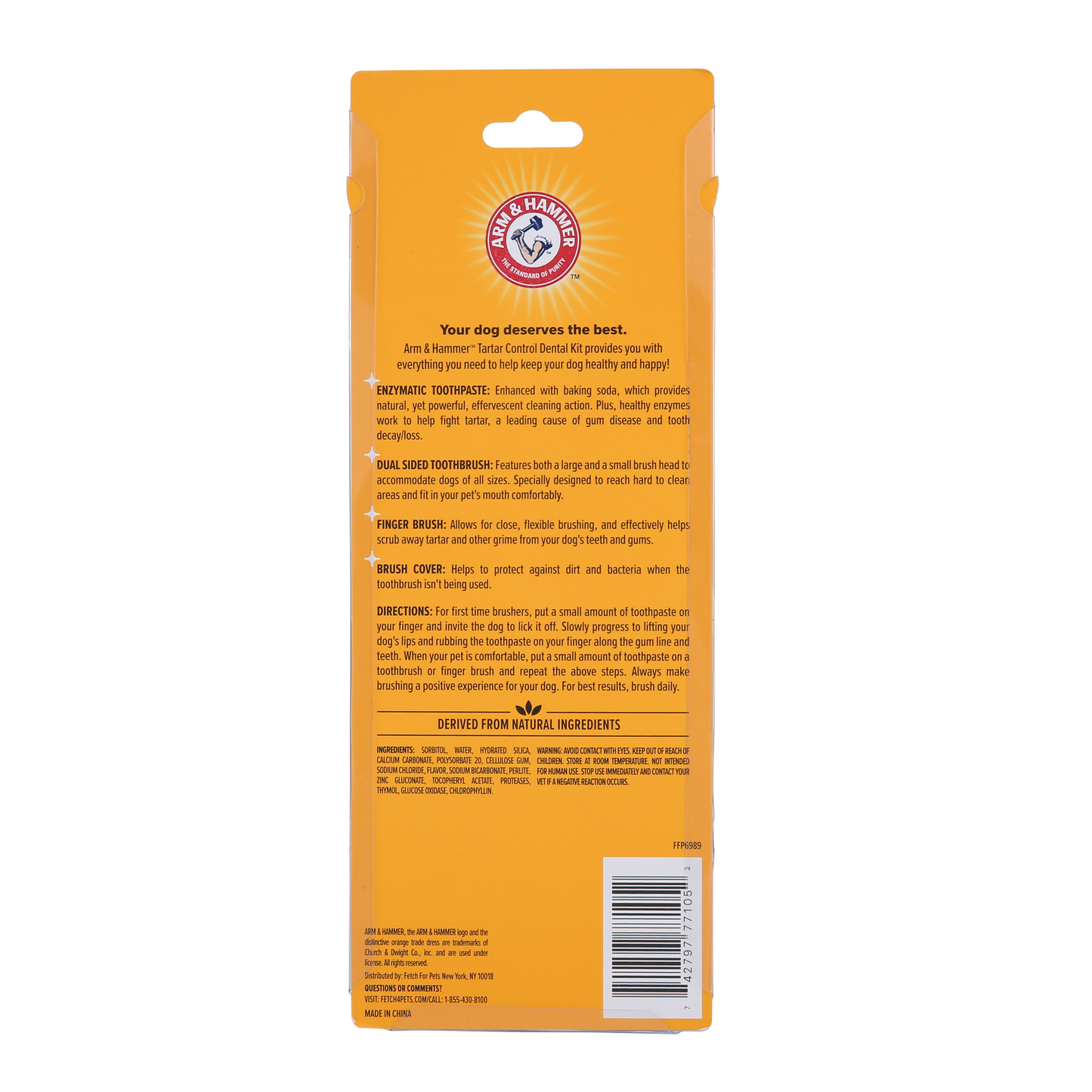 Arm & Hammer Tartar Control Dental Care Kit for Dogs - Banana Flavor (Toothpaste + Toothbrush + Finger Brush)