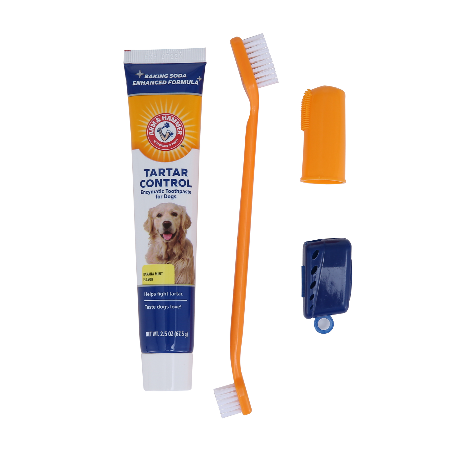 Arm & Hammer Tartar Control Dental Care Kit for Dogs - Banana Flavor (Toothpaste + Toothbrush + Finger Brush)