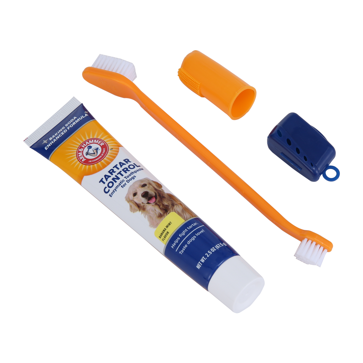 Arm & Hammer Tartar Control Dental Care Kit for Dogs - Banana Flavor (Toothpaste + Toothbrush + Finger Brush)