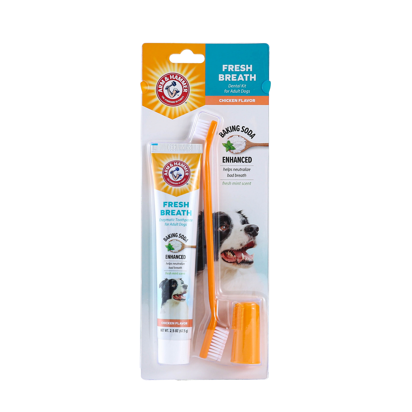 Arm & Hammer Complete Dental Care Kit for Dogs - Chicken Flavor (Toothpaste + Toothbrush + Finger Brush)