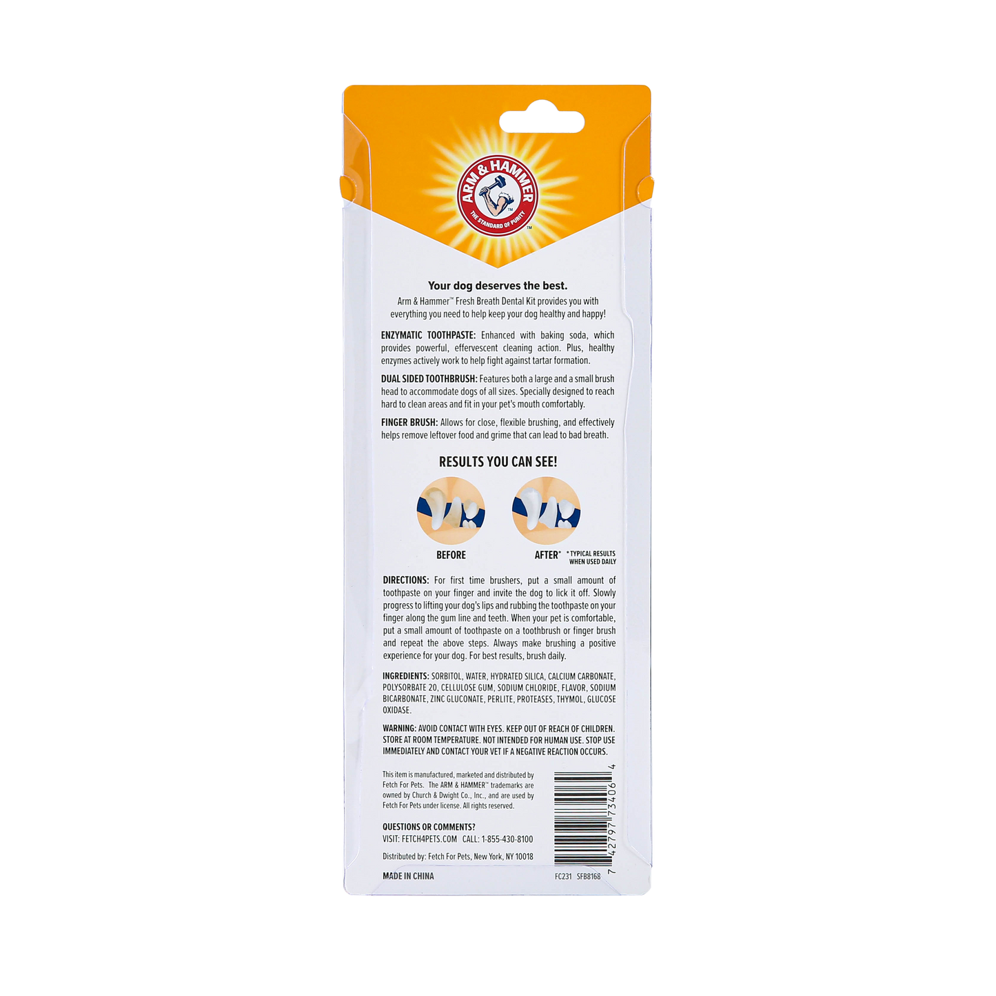 Arm & Hammer Complete Dental Care Kit for Dogs - Chicken Flavor (Toothpaste + Toothbrush + Finger Brush)