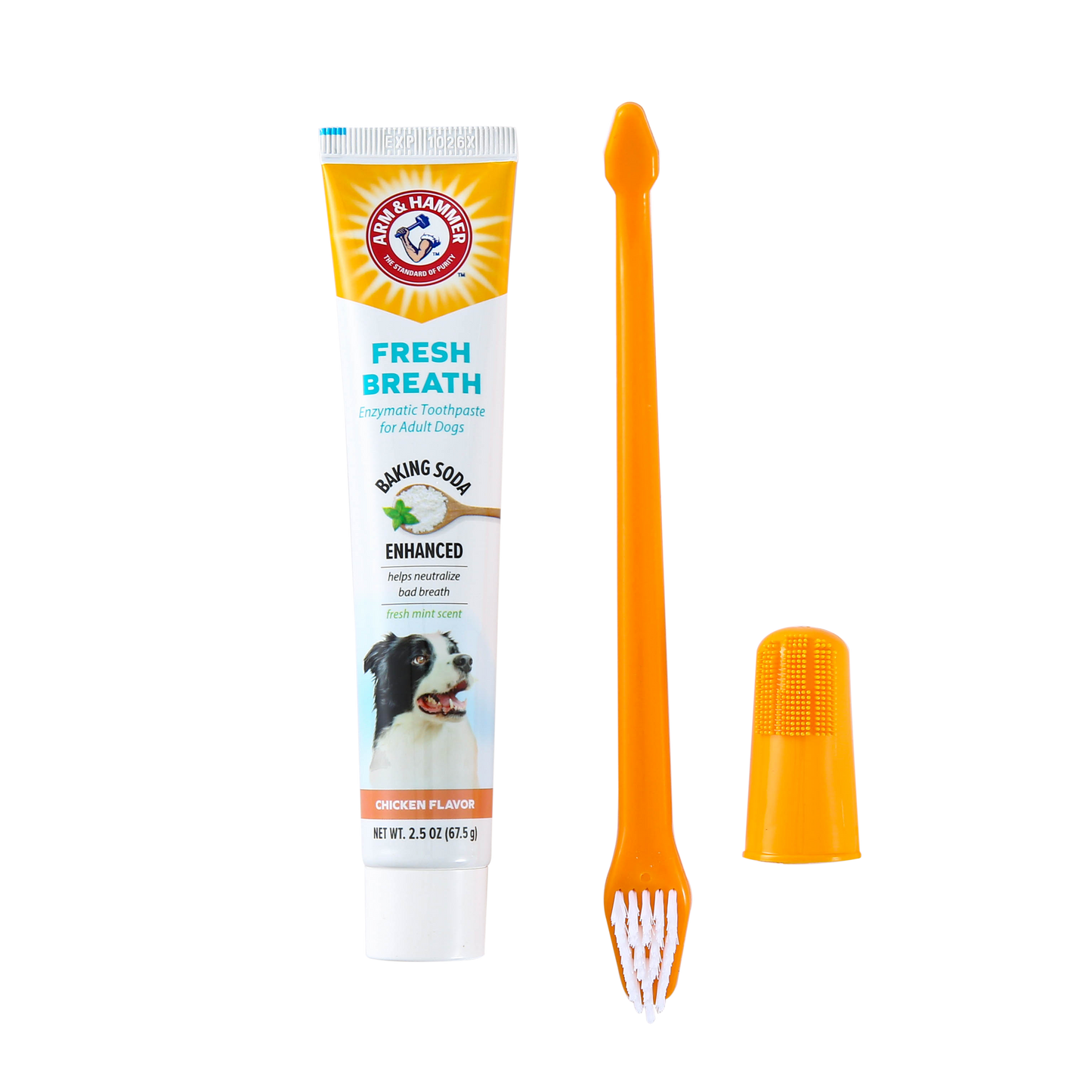 Arm & Hammer Complete Dental Care Kit for Dogs - Chicken Flavor (Toothpaste + Toothbrush + Finger Brush)