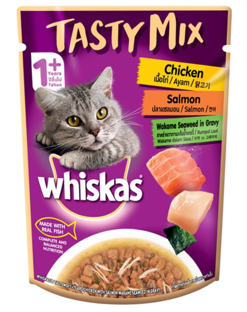 Whiskas Chicken with Salmon – Wakame Seaweed in Gravy (85g)