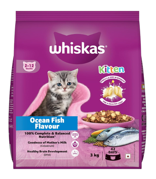 Whiskas Ocean Fish Flavour Kitten Dry Food (3kg)