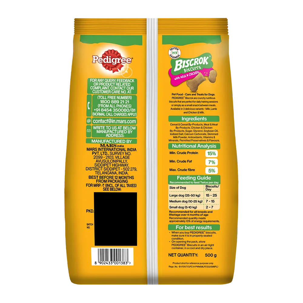 Pedigree Biscrok Biscuits with Milk & Chicken – 500g