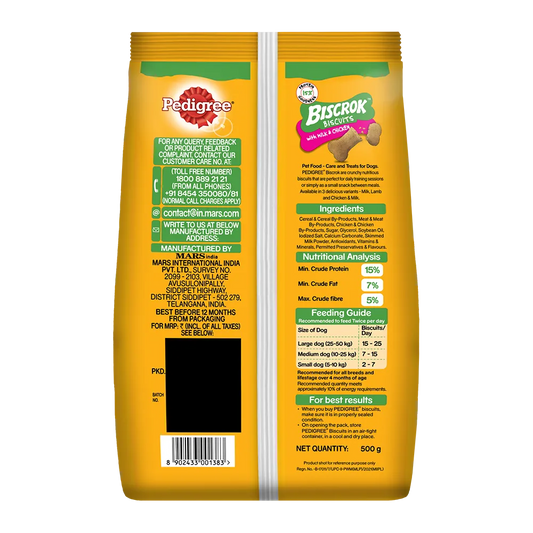 Pedigree Biscrok Biscuits with Milk & Chicken – 500g