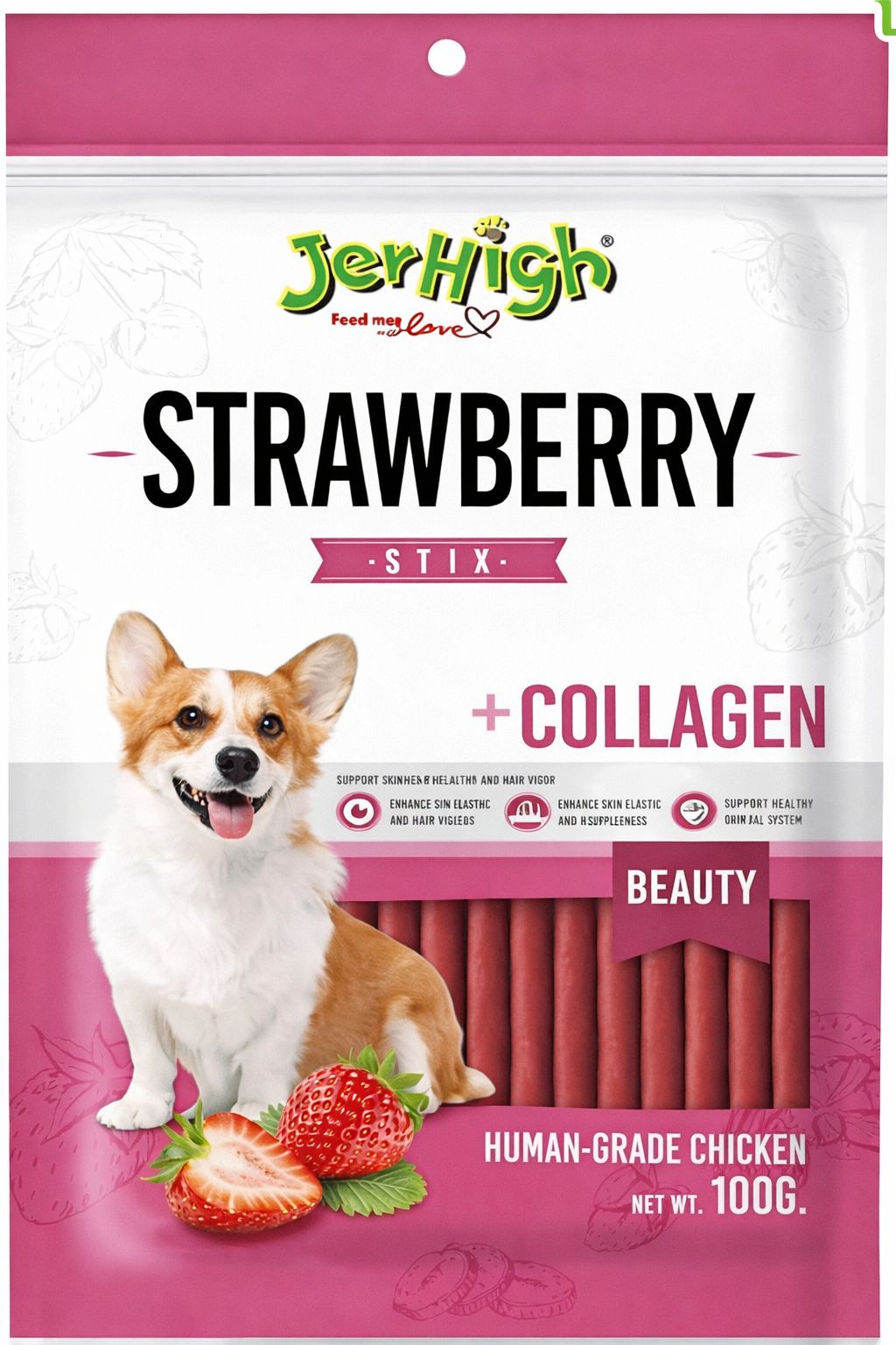 JerHigh Dog Snack - Strawberry Stick 100g