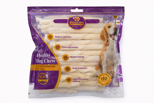White Twisted Chewsticks (5 Inch) - 500 Gram